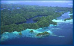 Ngerukewid Islands Wildlife Sanctuary in Palau,also known as Seventy Islands